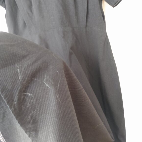 Striped Amish Mennonite Cape Dress 41"B 34"W Modest Black White Thin Pinstripe - Picture 7 of 14